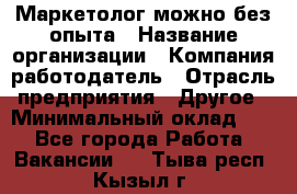 Маркетолог-можно без опыта › Название организации ­ Компания-работодатель › Отрасль предприятия ­ Другое › Минимальный оклад ­ 1 - Все города Работа » Вакансии   . Тыва респ.,Кызыл г.